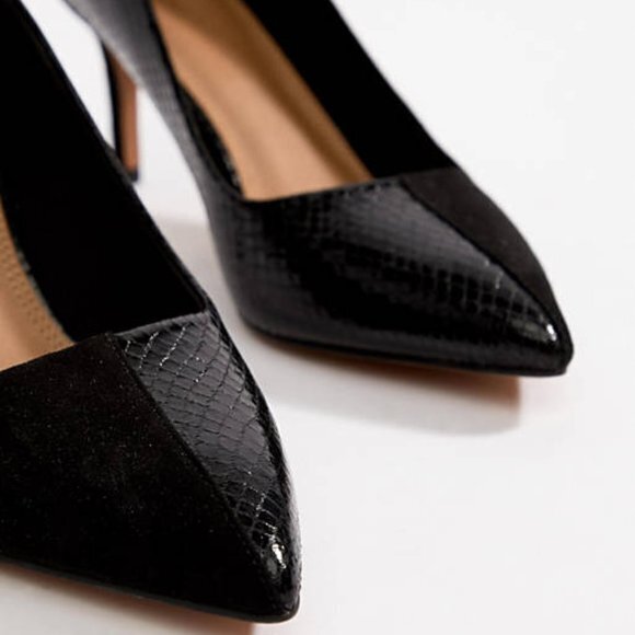 NEW ASOS DESIGN Sync mid heels Faux‎ leather and faux suede upper Pointy … - Picture 3 of 5